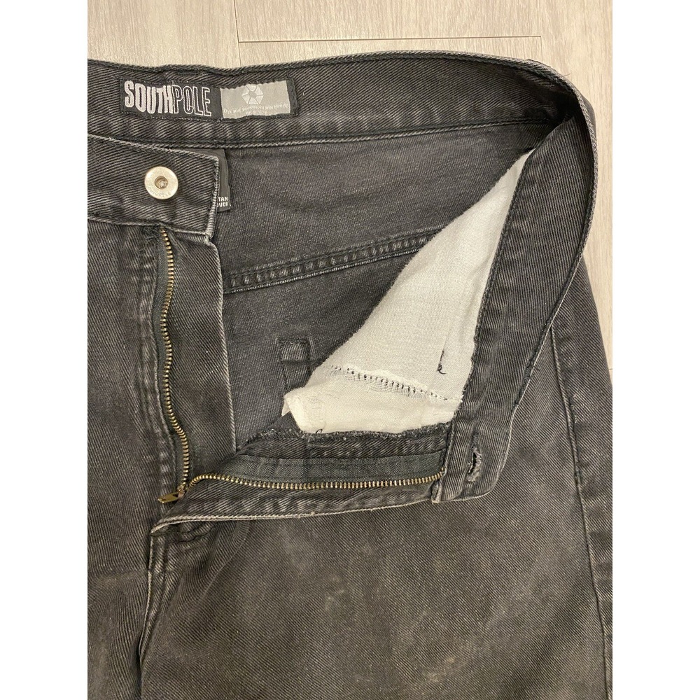 Southpole Shorts Mens 32 Black Denim Baggy Hip Hop Rap Wide Leg Streetwear‎ Y2K - Picture 8 of 10